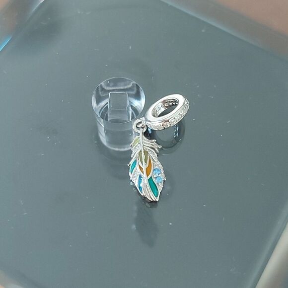 925 Sterling Silver Feather Charm - Picture 5 of 6